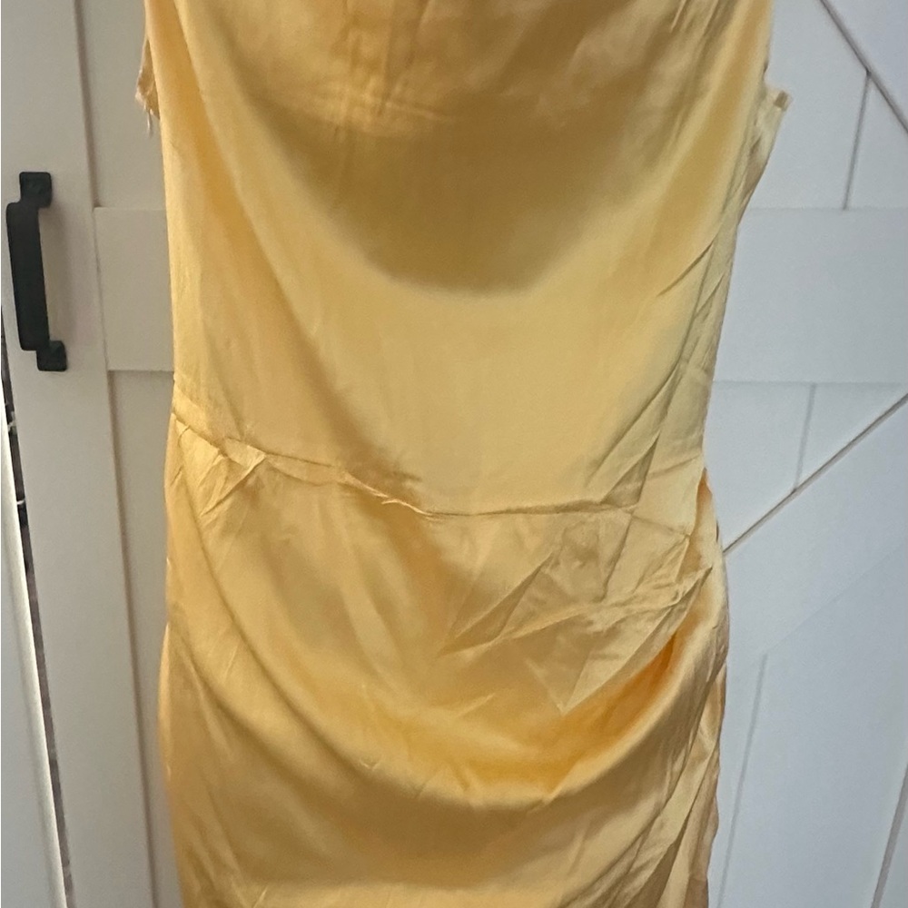 Elegant Yellow Satin Dress